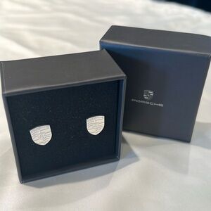 Authentic Porsche Crest Earring Studs Silver- New with Box
